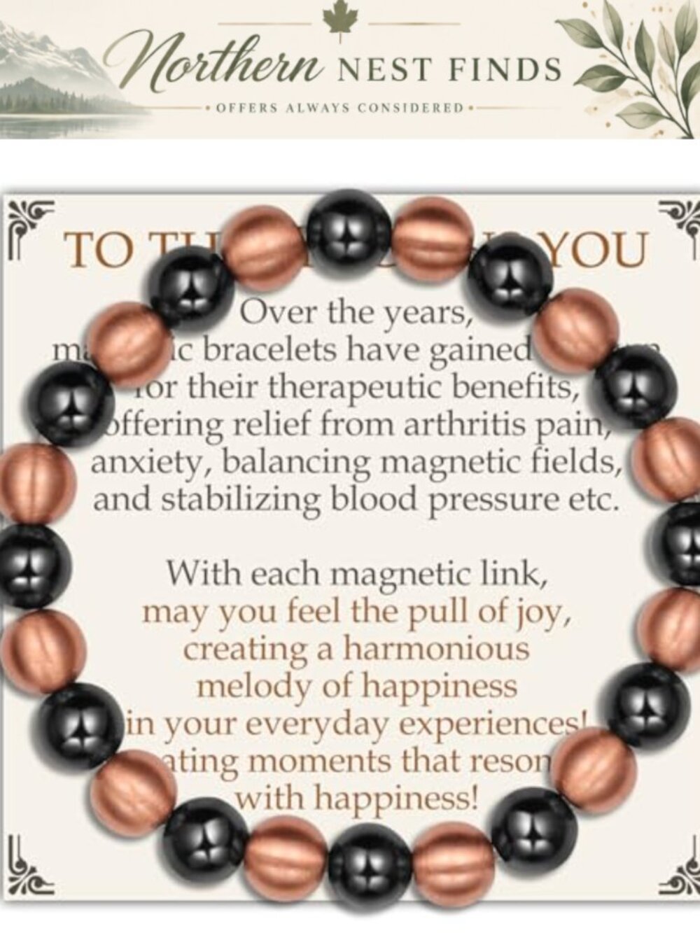 Pure Copper Magnetic Bead Bracelet Stretch Wristband Unisex 8mm